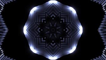 Kaleidoscope motion background with flower shaped fractal parts. Design. Pulsating motion of neon figures. photo