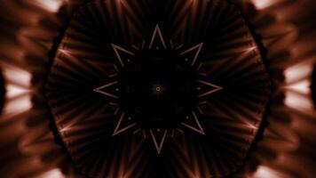 Abstract red lights kaleidoscopic animation. Design. Spreading circular patter with a star. photo