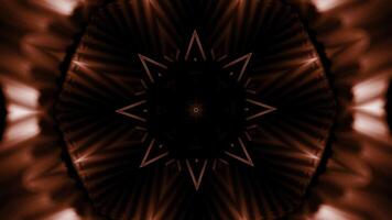 Abstract red lights kaleidoscopic animation. Design. Spreading circular patter with a star. photo