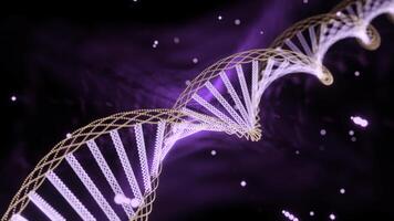 Realistic DNA 3D double helix. Design. Science concept, neon glowing spiral, concept of human life and evolution. photo