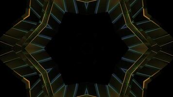 3D kaleidoscope mandala abstract background. Design. Fractal shapes of a star in endless motion. photo