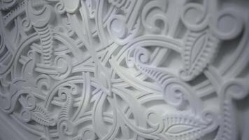 Mosque decoration details. Scene. Close up of beautiful carved white elements on the wall. photo