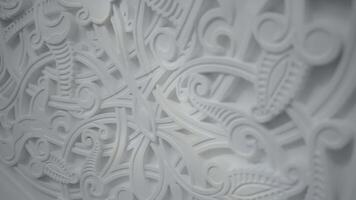 Mosque decoration details. Scene. Close up of beautiful carved white elements on the wall. photo