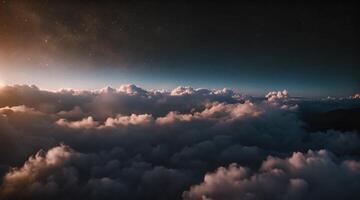 AI generated outer space sky view above the clouds video