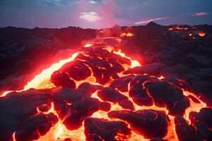 AI generated smoldering volcanic lava video