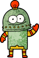 happy carton robot with light bulb png