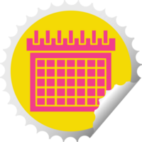 calendário de trabalho de desenho animado adesivo de descascamento circular png