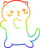 linha de gradiente de arco-íris desenhando gato de desenho animado fofo png