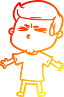 warm gradient line drawing cartoon man sweating png