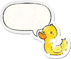 cartoon duck and speech bubble distressed sticker png