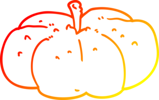 línea de degradado cálido dibujo calabaza de dibujos animados png