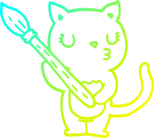 cold gradient line drawing cute cartoon cat png