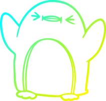pingüino de dibujos animados de dibujo de línea de gradiente frío png