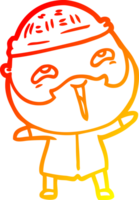 warm gradient line drawing cartoon happy bearded man png