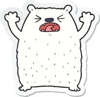 sticker of a cartoon polar bear roaring png