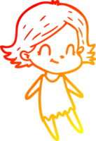 warm gradient line drawing cartoon friendly girl png