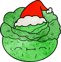 mano disegnato strutturato cartone animato di un' cavolo indossare Santa cappello png