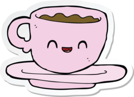 sticker of a cartoon hot cup of coffee png