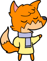 friendly cartoon fox in winter clothes png