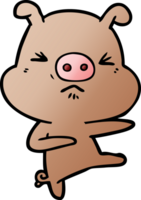 cartoon angry pig kicking out png