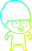 cold gradient line drawing of a happy cartoon boy png