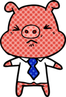 cartoon angry pig in shirt and tie png