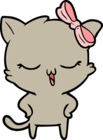 cartoon cat with bow on head and hands on hips png