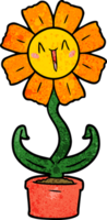 Lycklig tecknad serie blomma png