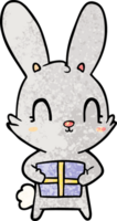 cute cartoon rabbit with present png