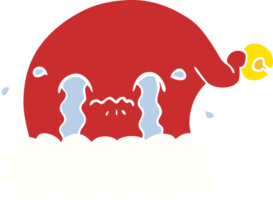 flat color style cartoon christmas santa hat crying png