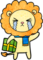 desenho animado leão chorando png