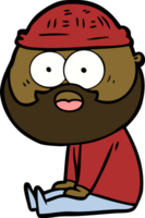 homme barbu de dessin animé assis png