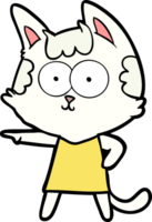 happy cartoon cat in dress pointing png