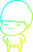 cold gradient line drawing of a cartoon smug boy png