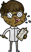 cartoon boy wearing spectacles with clip board png