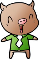 Lycklig tecknad serie gris bär skjorta och slips png
