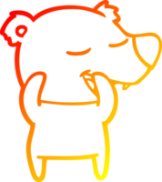 warm gradient line drawing of a cartoon polar bear png