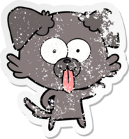 distressed sticker of a cartoon dog with tongue sticking out png