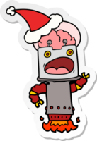 sticker cartoon of a robot wearing santa hat png