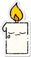 distressed sticker of a cute cartoon lit candle png