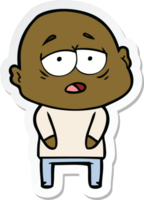 sticker of a cartoon tired bald man png