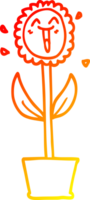 ligne de gradient chaud dessinant une fleur de dessin animé en pot png
