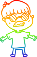 regenbooggradiënt lijntekening cartoon jongen met bril png