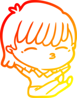 warm gradient line drawing cartoon woman png