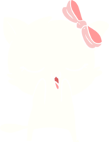 gato de dibujos animados de estilo de color plano con lazo en la cabeza png