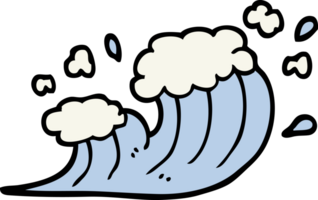 hand drawn doodle style cartoon wave crashing png