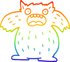 regenbooggradiënt lijntekening cartoon yeti monster png