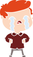 flat color style cartoon man crying png