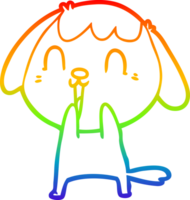 rainbow gradient line drawing of a cute cartoon dog png