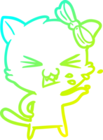 cold gradient line drawing of a cartoon cat png